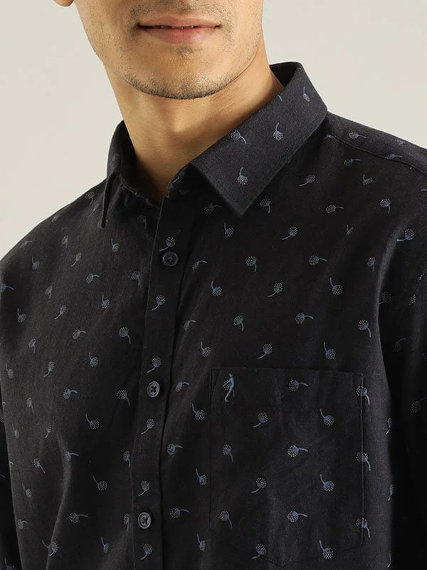 Indian Terrain Men All Over Print Dark Blue Shirt